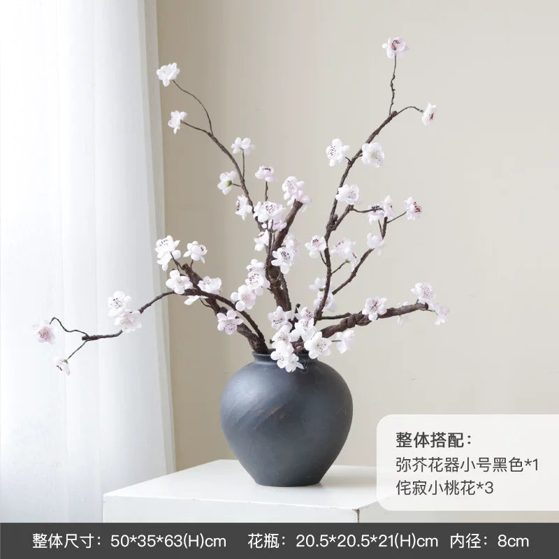 十二花神桃花樱花杏花仿真花高级感逼真假花一枝花餐桌装饰品摆件