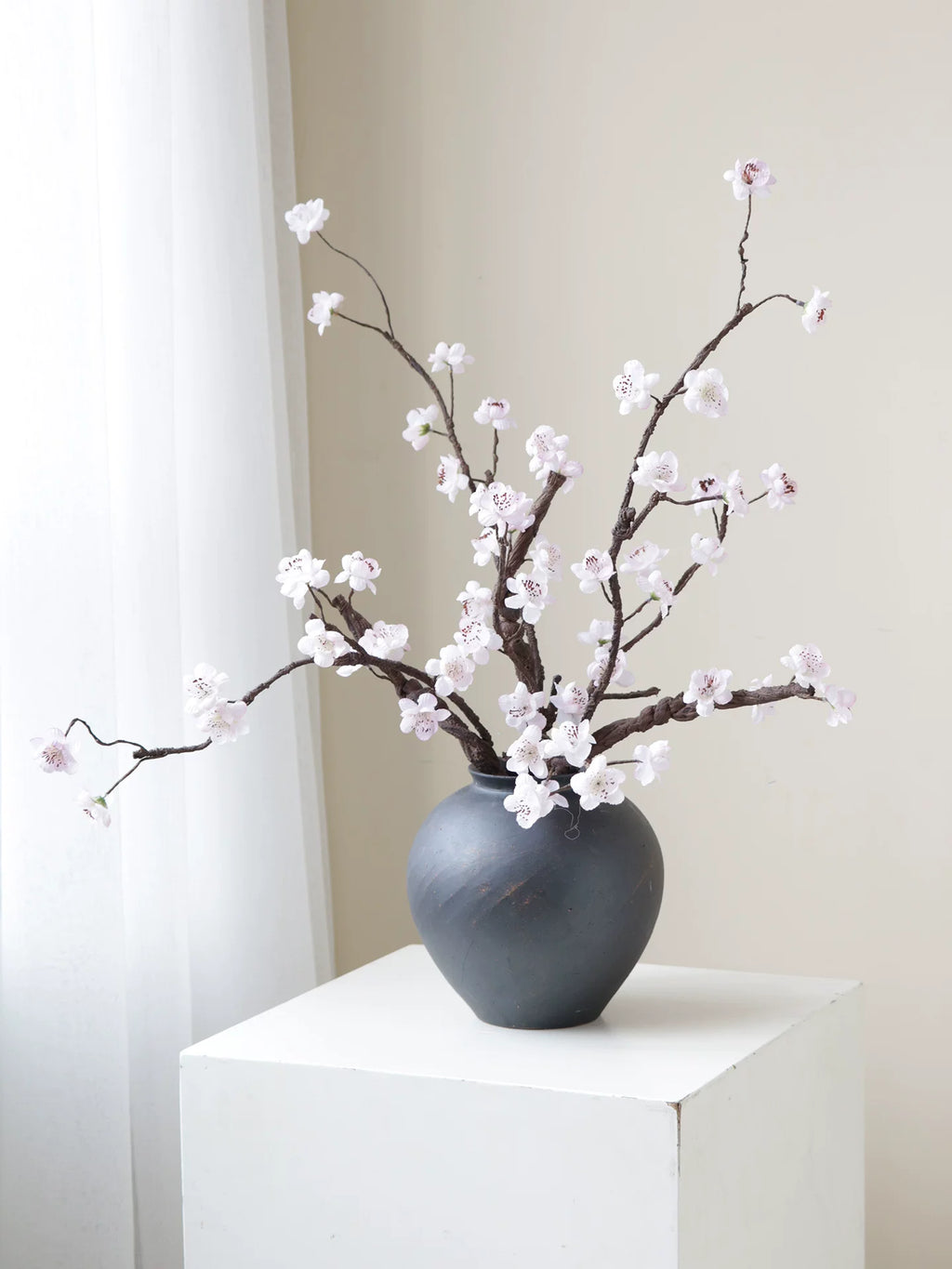 十二花神桃花樱花杏花仿真花高级感逼真假花一枝花餐桌装饰品摆件